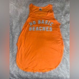 Victorias Secret Pink Tank Top Size:Small Bright orange white letters 🧡🤍NWOT